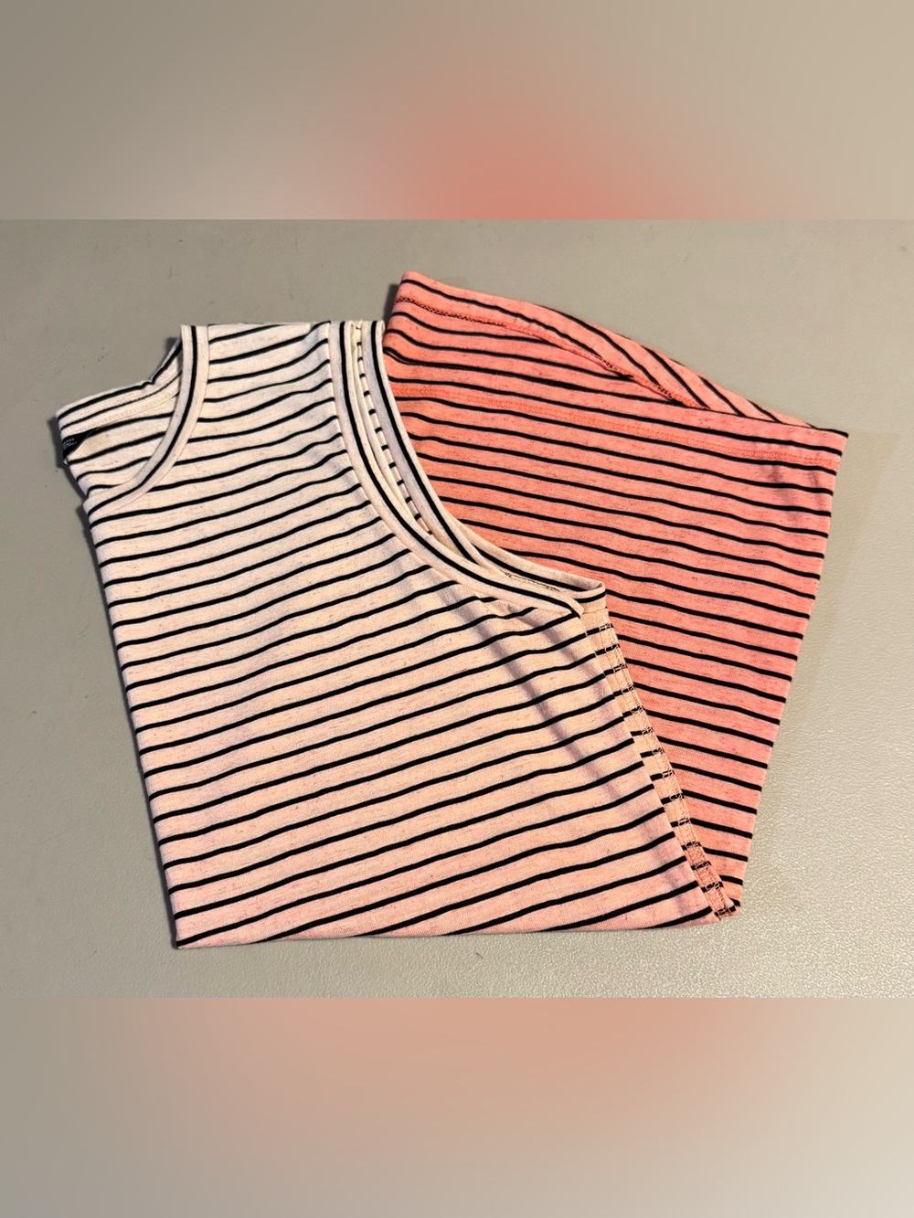 North Face Striped Coral/Black Tank and Solid Black Tee Set - Great for summer! - Picture 2 of 3